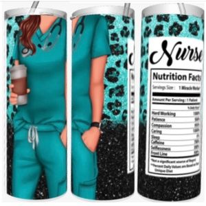 Teal Nurse 20oz Straight Tumbler with Straw included
